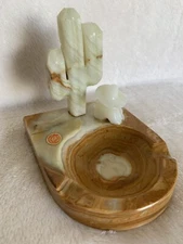 alabaster stone marble ashtray made in Mexico 4x5 Cactus Mexican