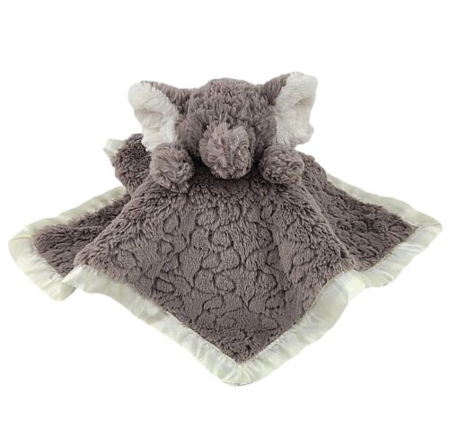 Elephant Lovey Grey Mary Meyer Fluffy Baby Security Blanket Satin Trim Plush - 第 1/11 張圖片
