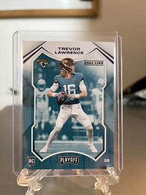 2021 Playoff Trevor Lawrence RC Blue Foil Parallel Goal Line Jaguars Rookie #201