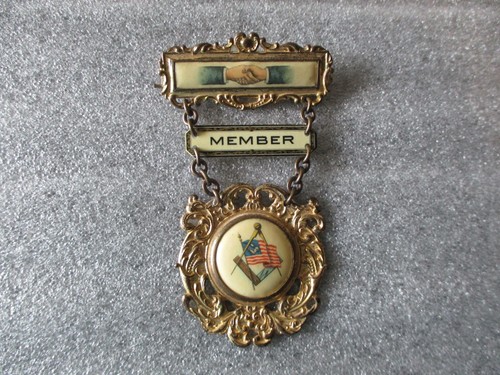 ANTIQUE MASONIC / LABOR PARTY OF AMERICA MEMER PIN - WHITEHEAD & HOAG