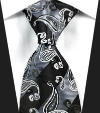 New Classic Paisley Black Silver Gray Jacquar...