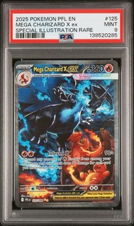 0285 Mega Charizard X ex 2025 Pokemon Phantasmal Flames #125 SIR PSA 9