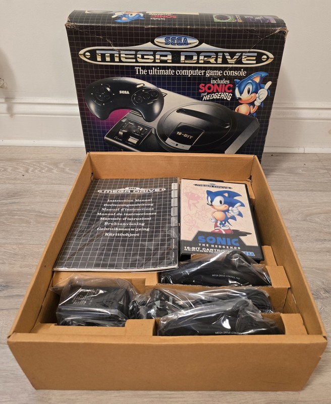 BOXED Sega Mega Drive Console, PAL,Complete with Sonic game -ONE OWNER
