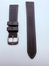 Zelos FKM Rubber 20mm with white 'pilot' style stitching and titanium buckle