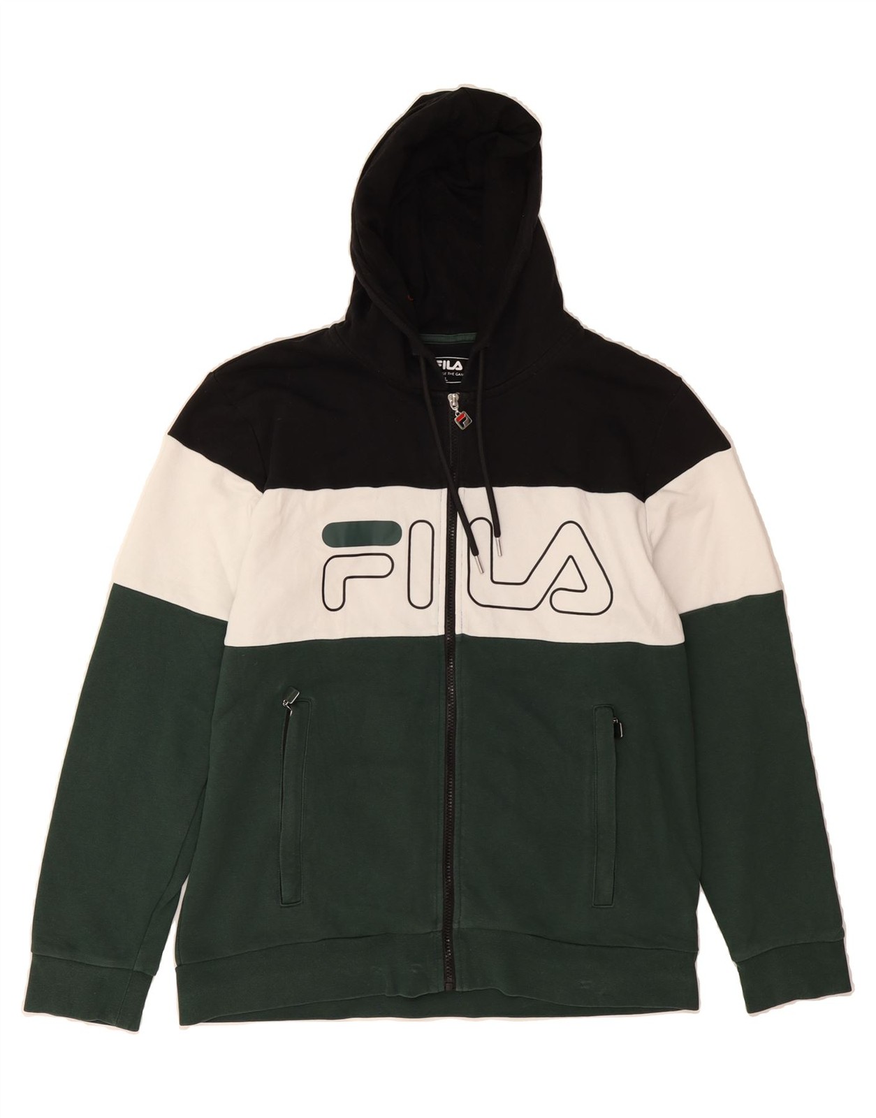 FILA Felpa con Cappuccio Uomo Grafica Zip Grande Multicolore Colourblock DP38