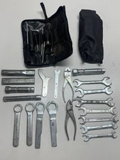 Lot of Vintage Honda OEM Motorcycle Tool Kit Wrenches, Drivers, Pliers & Pouch