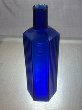 60852 Old Vintage Antique Glass Poison Bottle Bottle hexagonal Blue NTB POISON