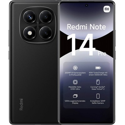 Xiaomi Redmi Note 14 Pro Smartphone 512GB 12GB RAM midnight black LTE/4G 5500mAh
