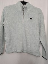 PINK Victoria s Secret Sherpa Quarter Zip Pullover Light Blue Size S