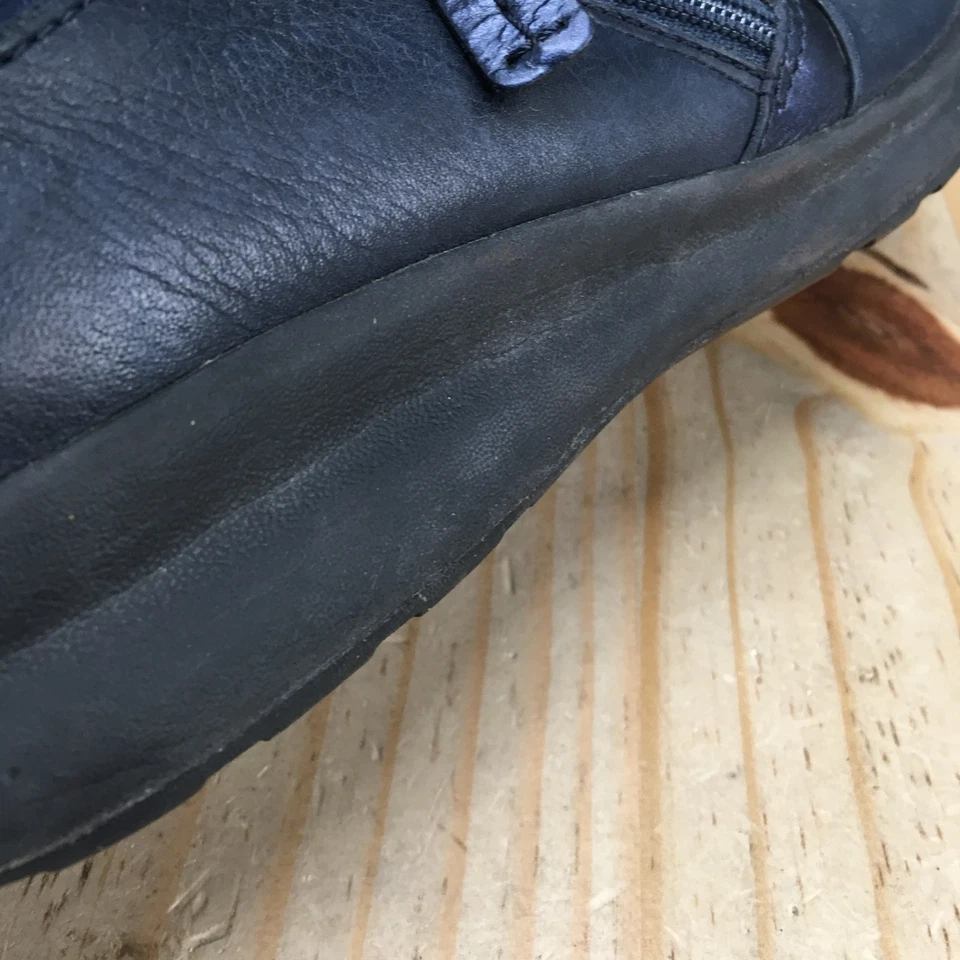 Clarks Unstructured Shoes Womens 8M Un Adorn Casual Side Zip Loafer Blue Leather - Image 4 of 4