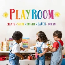 Mfault Large Playroom Rule Wall Decals Stickers, Inspirational 