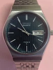 Seiko Type II Quartz Day-Date Vintage Mens Watch Tested Working Green Dial Japan