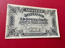 1,000 Hungary Adopengorol banknote dated 1946