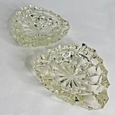 Vintage Lead Crystal Coffee Table Ashtray Set of 2