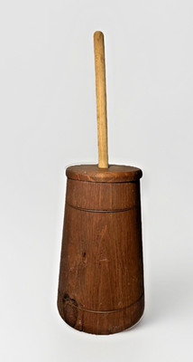 20'' Wood Butter Churn Copper Wire Band Lid & Paddle Primitive Home Decor ONLY
