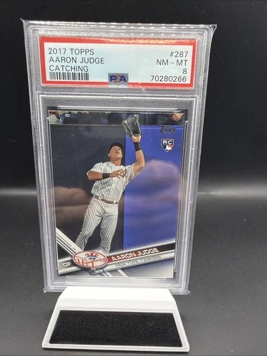 2017 Topps Chrome Aaron Judge Catching Rookie RC PSA 8 MINT New York Yankees MLB