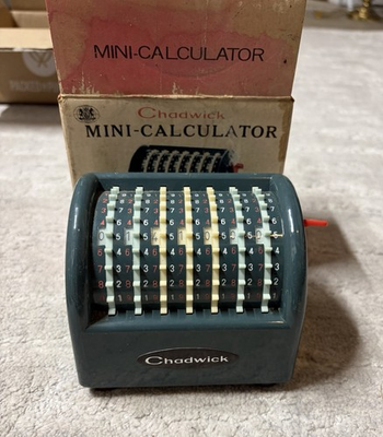 #ad Vintage 1969 Chadwick Handy Adding Machine Mini Calculator Made In Japan W Box $24.99