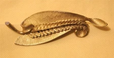 Handsome Vintage Furled Etch Details Matte Silvertone Leafy Brooch Pin