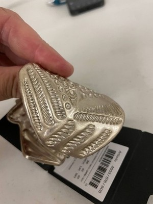 Massimo Dutti Wide Cuff Bracelet Textured Silver Tone NWT
