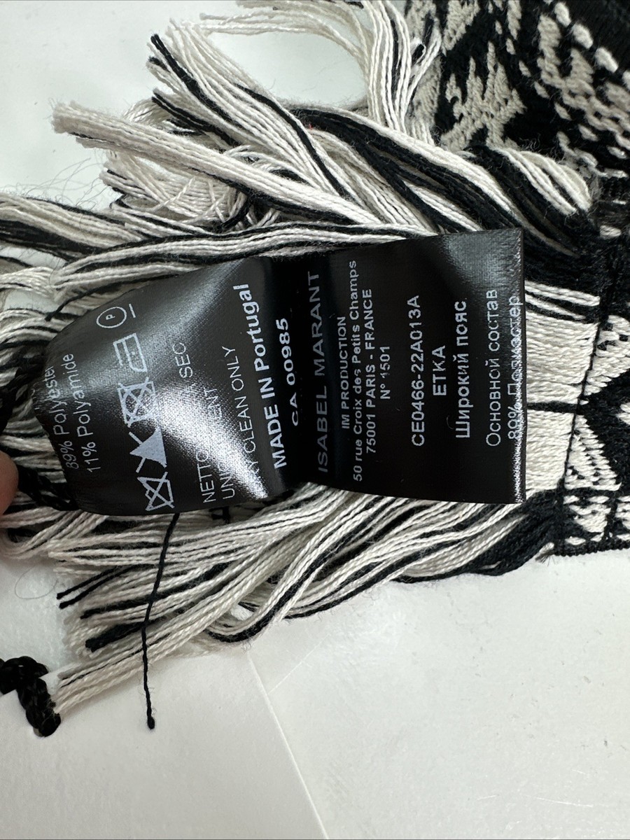 ISABEL MARANT Etka Fringed Woven Belt Black and White New  display picture 3