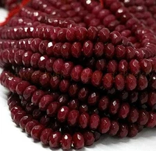 AAA 4mm Genuine Natural Red Ruby Gemstone Rondelle Beads Faceted  1 Strand 15"