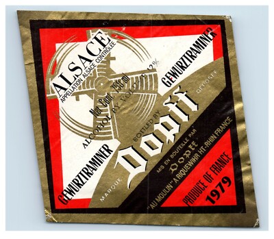 Vintage Alsace Dopff Gewurztraminer French Wine Label S80E