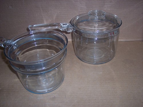 Vintage Pyrex Flame Ware glass Double Boiler in Great condition USA 1 1/2 quart - Imagen 3 de 5