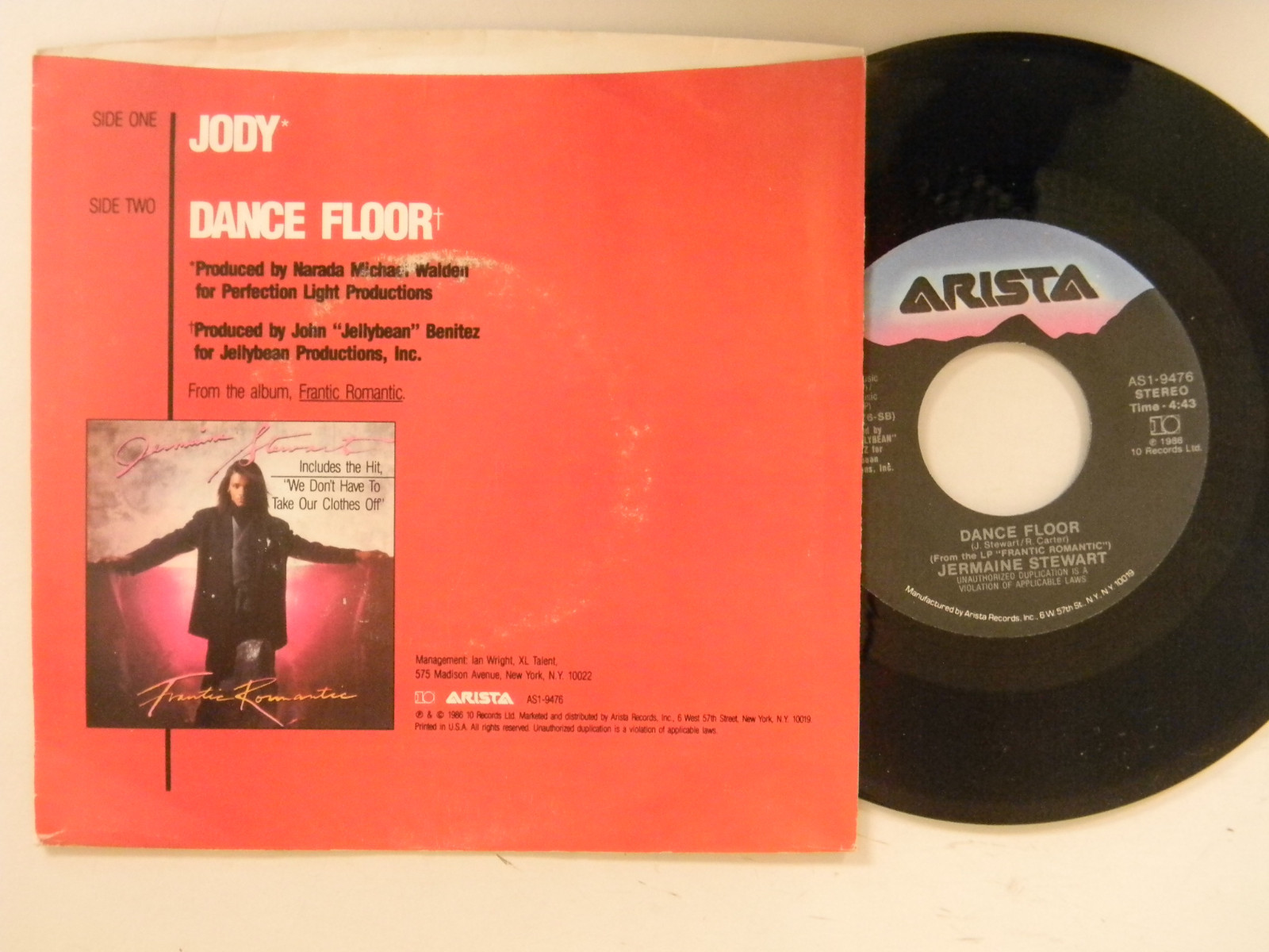 Jermaine Stewart 45 ps JODY bw DANCE FLOOR Arista M eBay