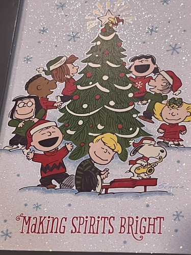 Tarjetas de Navidad Cacahuetes "Making Spirits Bright" Sello 16 con Env Snoopy Sax - Imagen 5 de 8