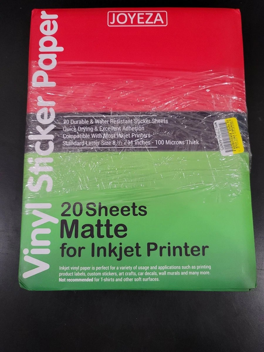 JOYEZA Premium Printable Vinyl Sticker Paper Inkjet Printer 20 Sheets Matte  X5 | eBay