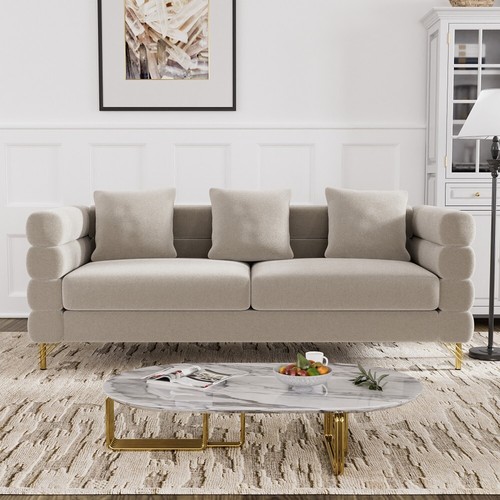 Modern Comfy Velvet Cloud Sofa Couch 2/3 Seater Large Loveseat with 2/3 Pillows - Picture 113 of 120