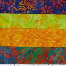 Lot of 4 1 Yard Cuts 100 Cotton Quilting Batik Fabric Bright Rainbow 670