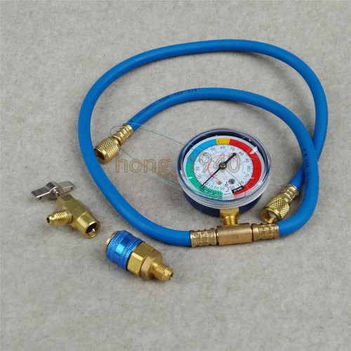 AC System Car Recharge Measuring Refrigerant Hose Tube Can Tap Gauge
