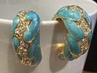 Joan Rivers Nwot Huggie Crystal Enamel Hoop Earrings
