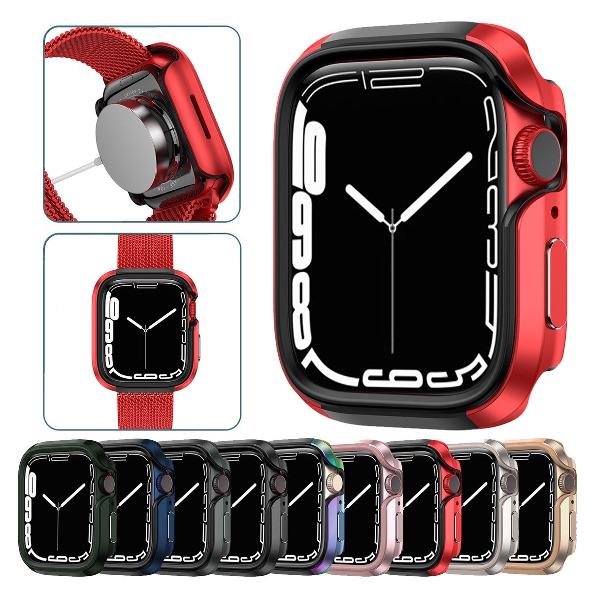 Aluminum Metal Case for Apple Watch 9 8 7 45mm 41mm Shockproof