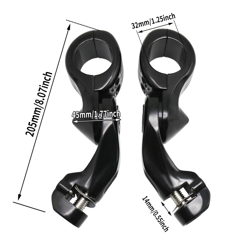 For Harley Motorcycles Extend Long Angled Highway Foot Pegs Mount Clamp Brackets - Image 2 of 4