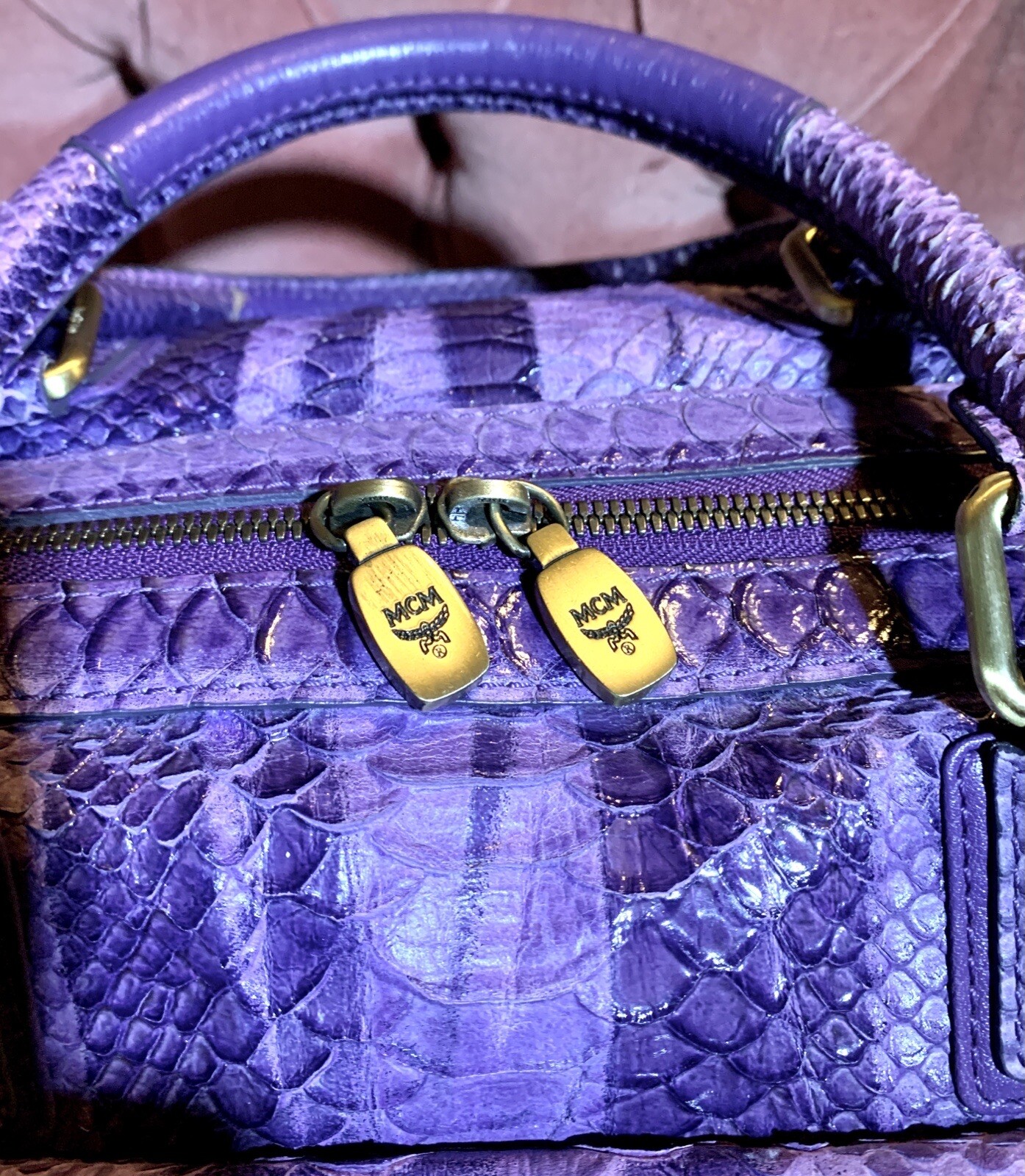 MCM MUNCHEN AUTHENTIC PURPLE PYTHON SNAKESKIN SHO… - image 2