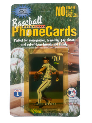 Greg Maddux  ( Atlanta Braves) 1995 Baseball Prepaid White $10 Phone Card