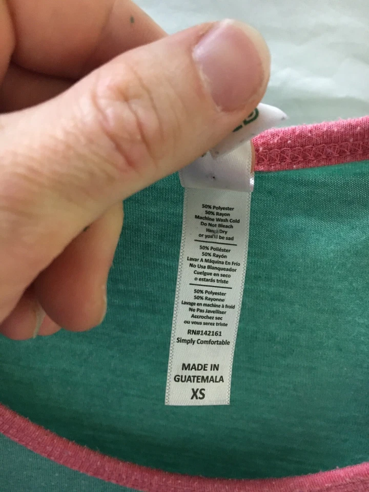 LuLaRoe Top Shirt Woman’s XS Aqua Green Short Sleeve Pullover Round Neck - Image 4 of 4