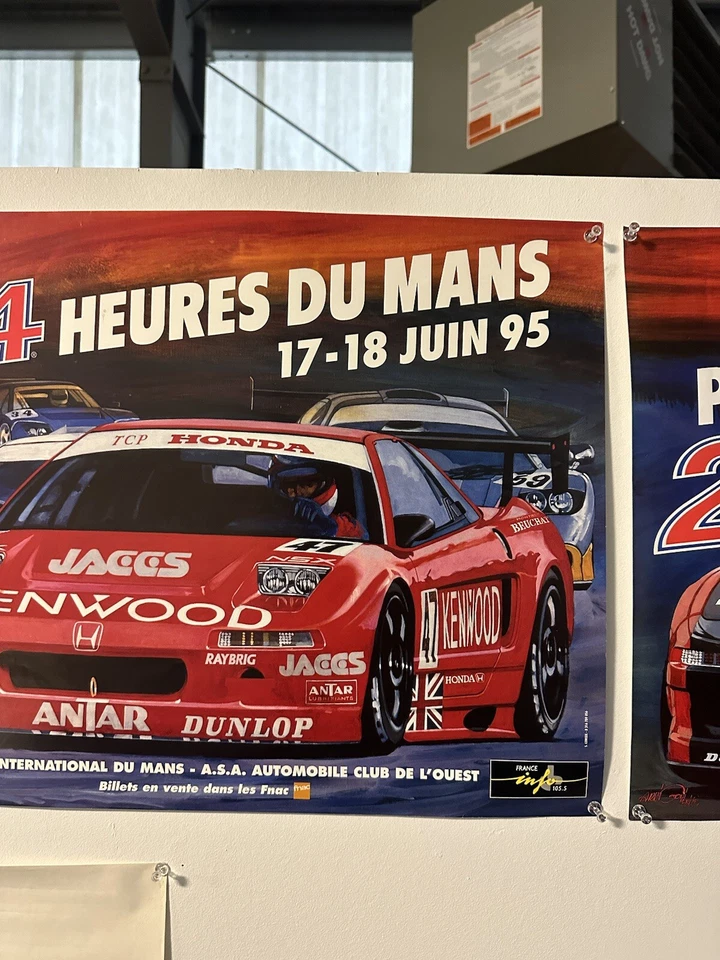 1994 24 Hours Of Lemans Honda Acura NSX Vintage French Promotional Poster 24x16 - Image 4 of 4