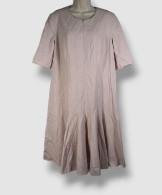 $3490 Akris Women's Pink Paneled Short-Sleeve Fit-&-Flare Dress Size 14