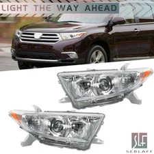 Headlights Pair For Toyota Highlander 2011-2013 11 12 Headlamp Chrome Left+Right