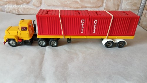CORGI TOYS camion MACK + remorque container 1/50 TRUCK lkw no box dinky solido j - Foto 2 di 9