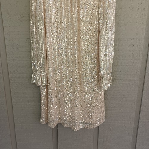 Julia Jordan Sequin Shift Mini Dress Size 14 Women Long Sleeve Keyhole - Picture 3 of 16