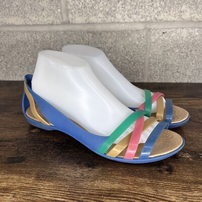 Crocs Isabella Huarache Iconic Slip On Sandals Jelly Rainbow