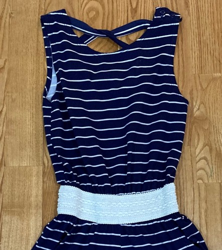 Girl's Btween Navy Striped Romper Size 7 EUC - Picture 2 of 5