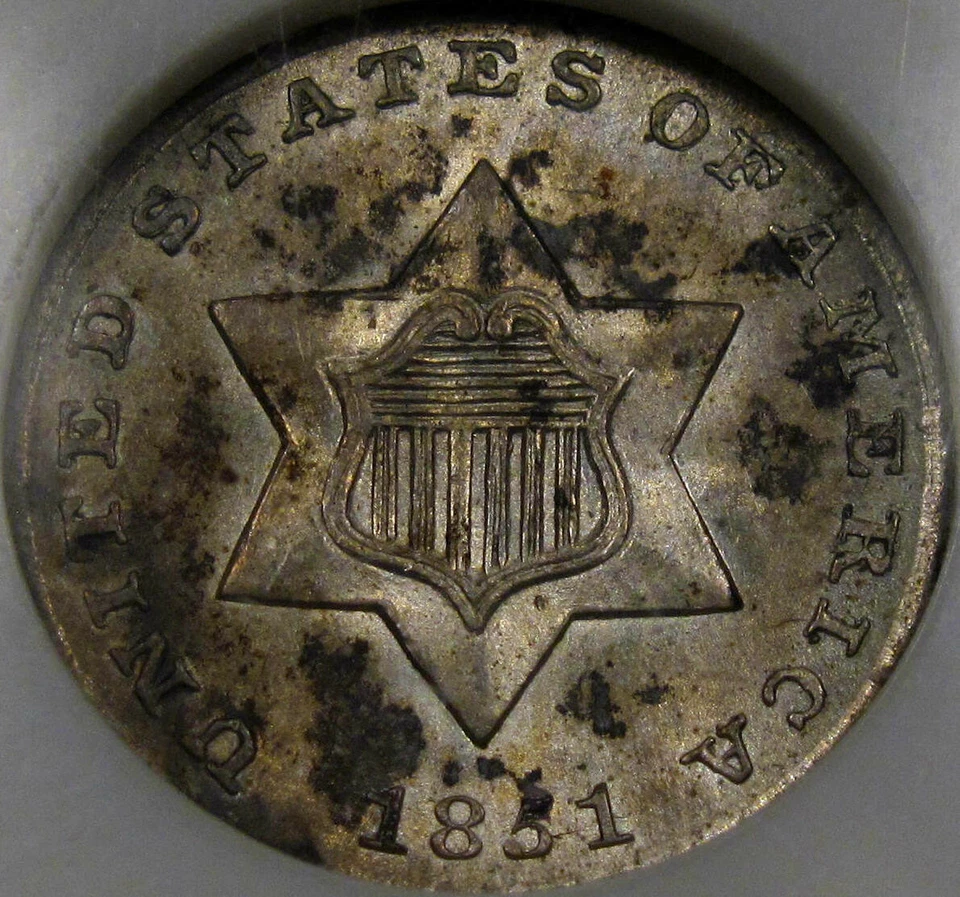 1851 Three Cent Silver Piece NGC MS-64...Amazing Surfaces, Sharply Struck, NICE! - Image 3 of 4