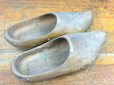 Old Dutch Wooden Shoes w/ Initials "B.T." No Cracks, 10 3/4"L