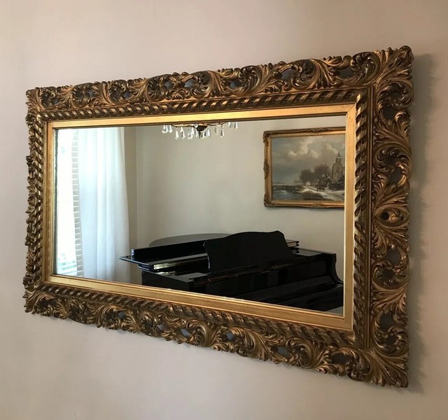Vintage Ornate Wood Frame With Antiqued Copper Mirror For - Ornate Wall Mirror Vintage Ornate Wood Frame With Antiqued Copper Mirror For - Ornate Wall Mirror