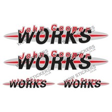 Adesivo Auto Mini John Cooper Works x4 Decalcomanie 2 Misure per Paracolpi Auto Finestrino Pannello